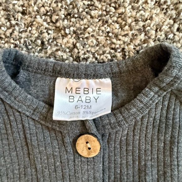 Mebie Baby Boy Baby Girl Gender Neutral Charcoal Button-Up Romper Size 6-12mo - Picture 2 of 4